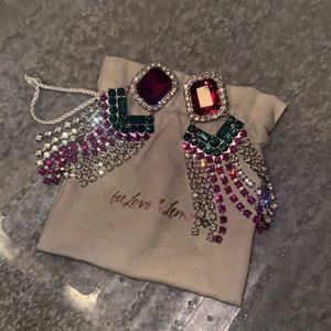 For love and lemons rhinestone dangle clip on earrings LBN